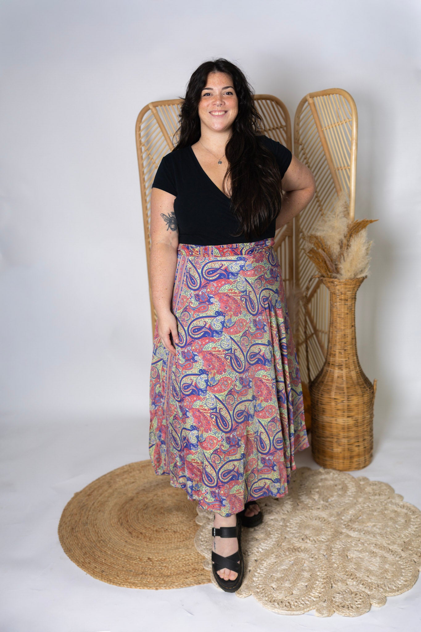 Plus Size Reversible Patchwork Sari Wrap Skirt #152