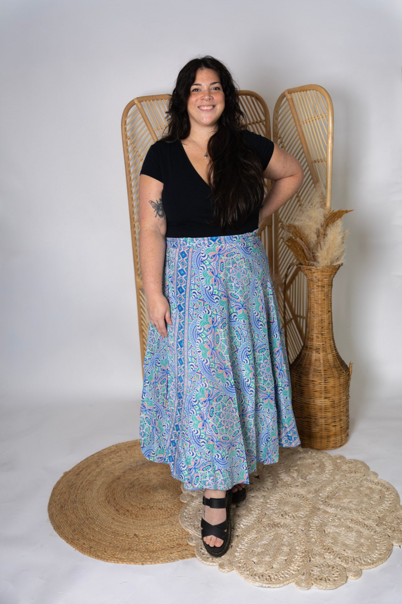 Plus Size Reversible Patchwork Sari Wrap Skirt #153
