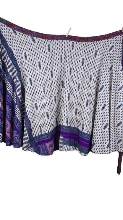 Regular 4 Layer Maxi Length Up-Cycled Reversible Sari Wrap Skirt