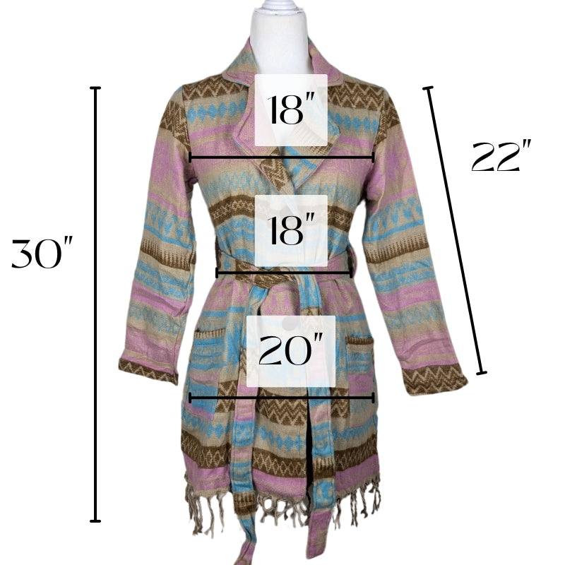 100% Wool Button Jacket - Baby Pink & Beige