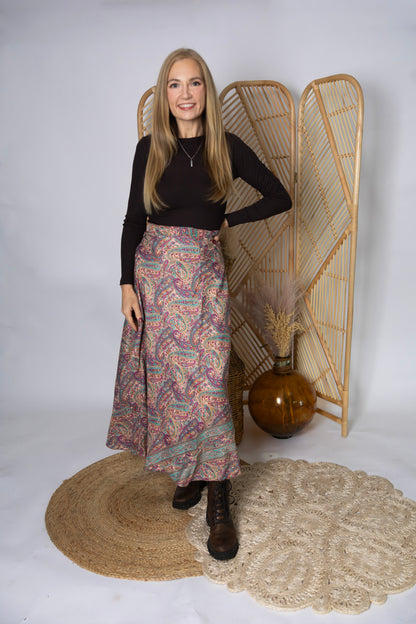 Regular Size Reversible Patchwork Sari Wrap Skirt #123