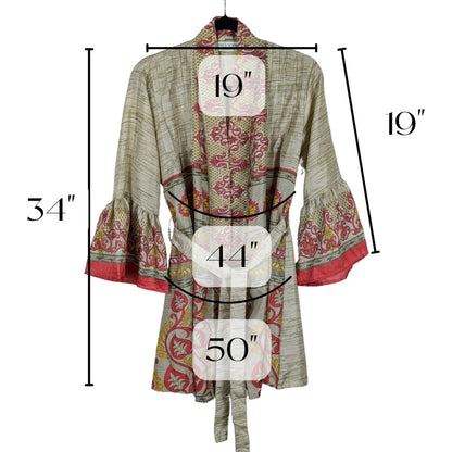 Short Flared Sleeve Up-cycled Sari Kimono