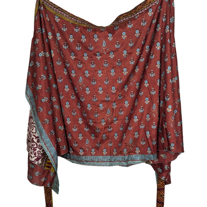 Plus/Tea Length Up-Cycled Reversible Sari Wrap Skirt #85