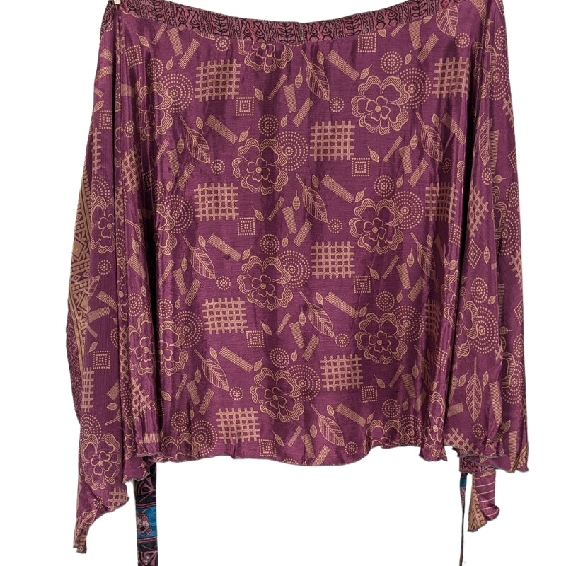 Regular/Tea Length Up-Cycled Reversible Sari Wrap Skirt #71