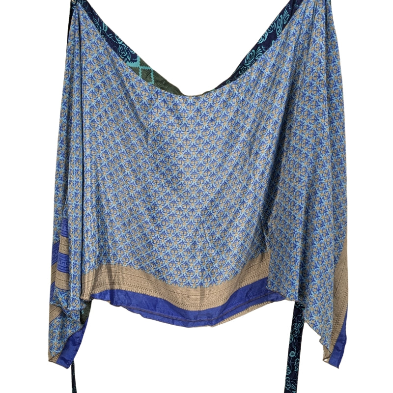 Goddess/Tea Length Up-Cycled Reversible Sari Wrap Skirt #50