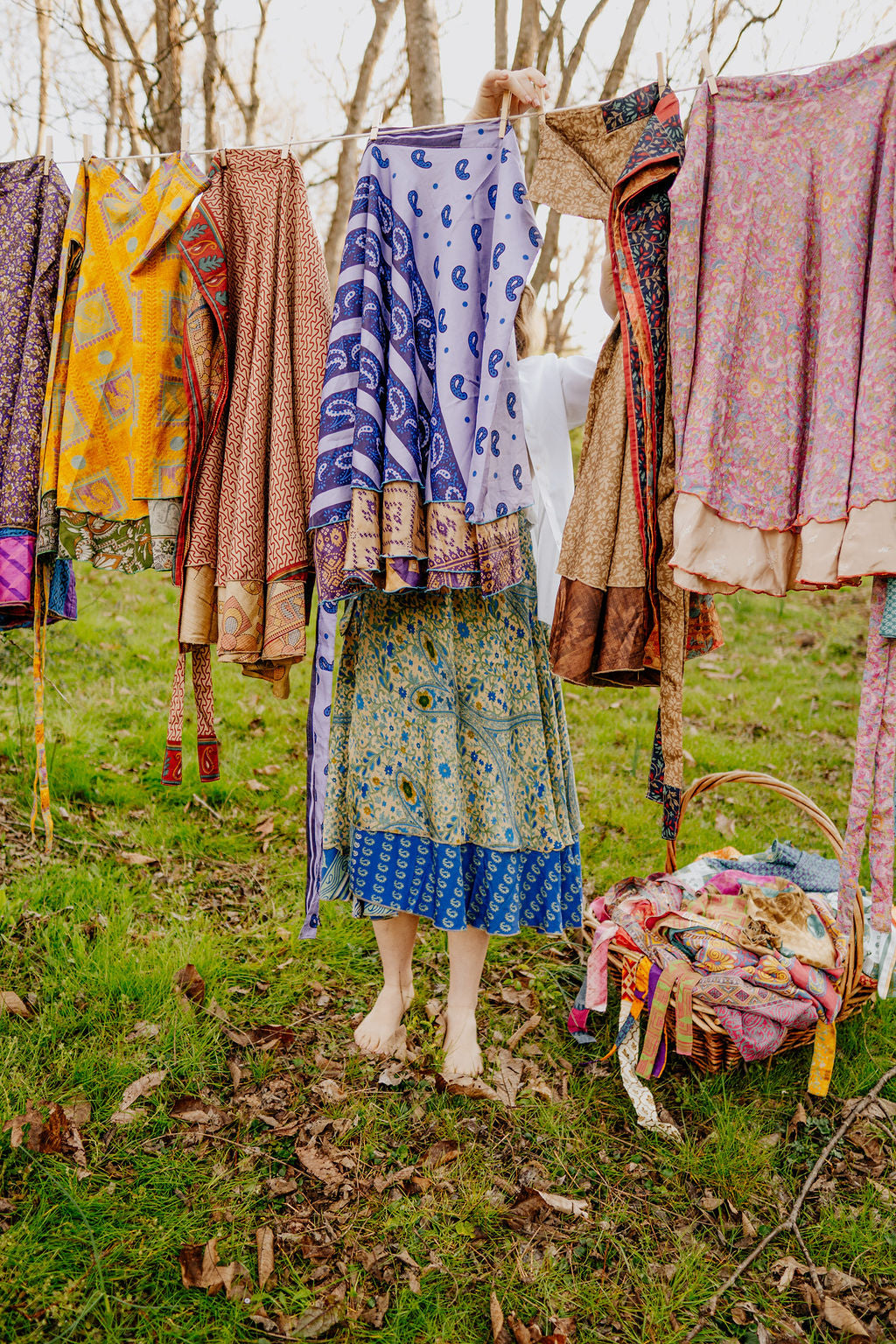 Regular/Tea Length Up-Cycled Reversible Sari Wrap Skirt #60