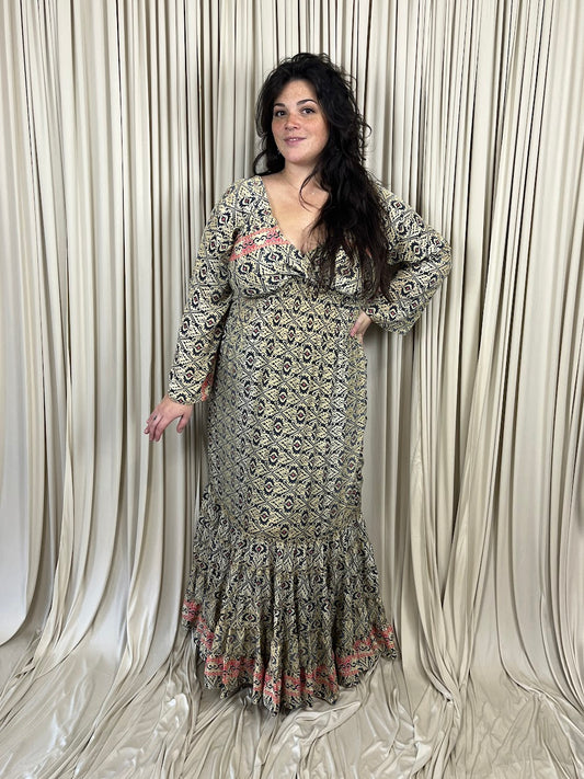Plus 100% New Silk Long Sleeve Maxi Dress - Nomadic Charm