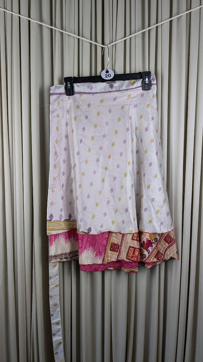 Plus Up-Cycled Sari Reversible Mini Wrap Skirt