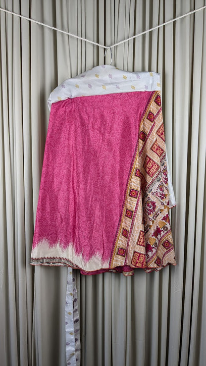 Plus Up-Cycled Sari Reversible Mini Wrap Skirt
