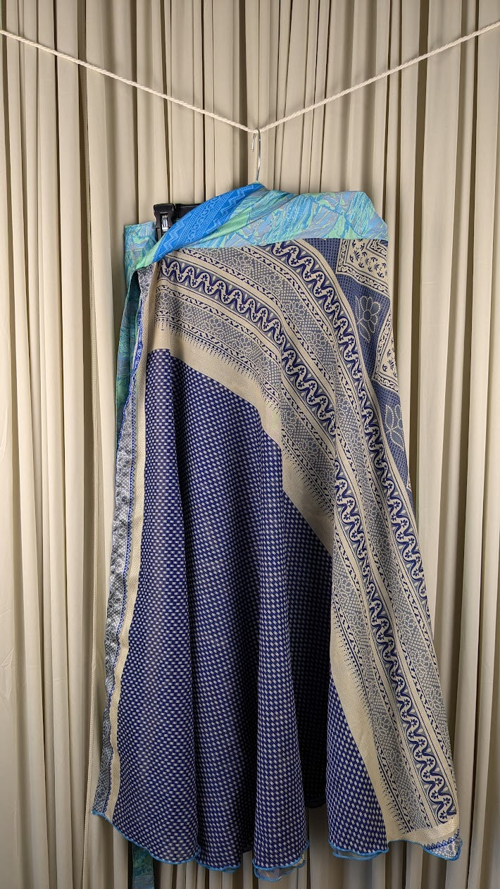 Plus Up-Cycled Sari Reversible Maxi Length Wrap Skirt