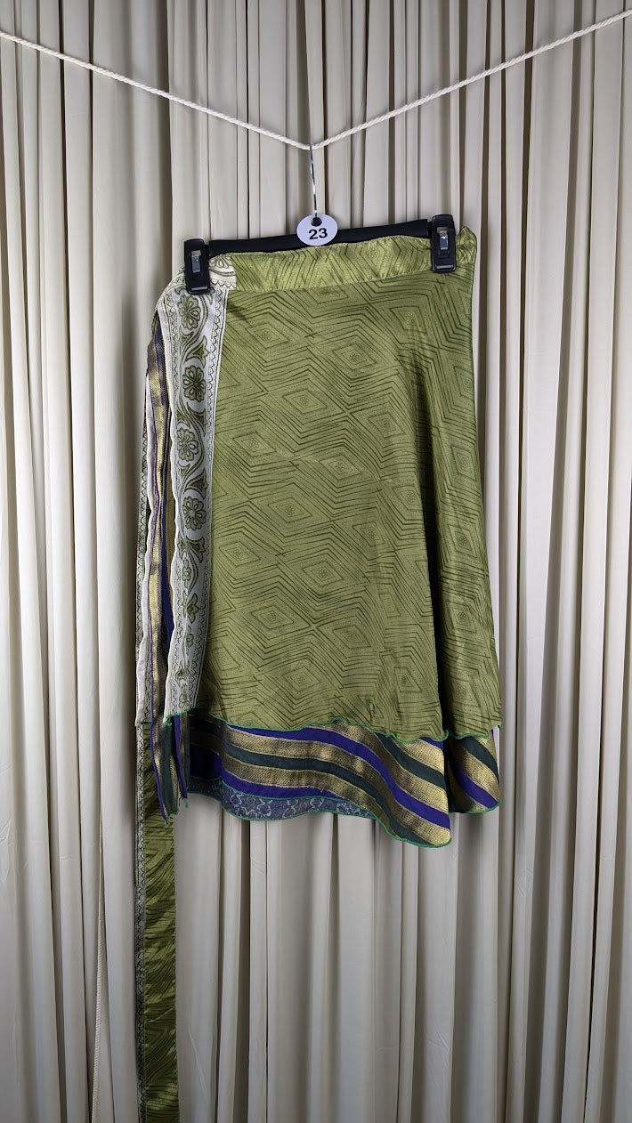 Plus Up-Cycled Sari Reversible Mini Length Wrap Skirt