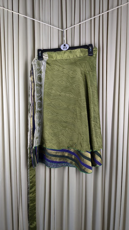 Plus Up-Cycled Sari Reversible Mini Length Wrap Skirt