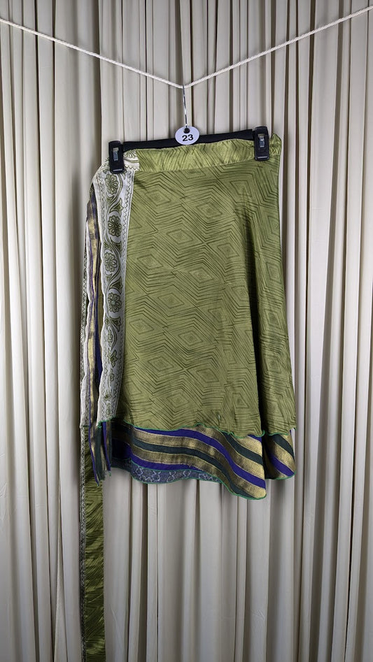 Plus Up-Cycled Sari Reversible Mini Length Wrap Skirt
