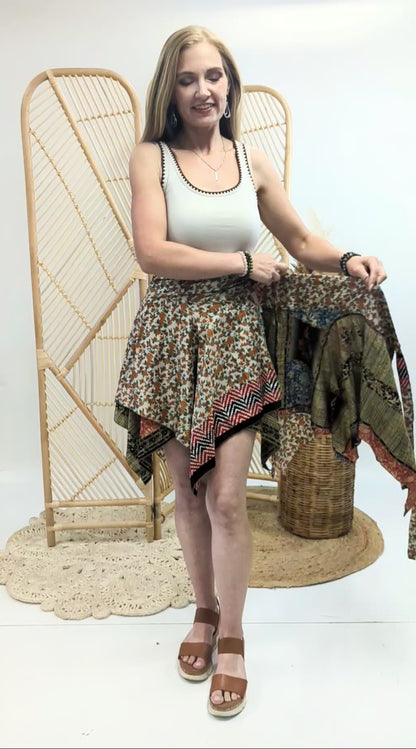 Regular Reversible Upcycled Sari Fairy Skirt  #85