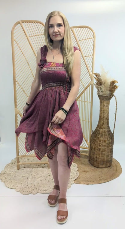 Upcycled Sari Smocked Fairy Dress #40